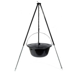 Gulaschkessel 22 L mit Deckel Emaille und Dreibein Teleskop 90 - 145 cm