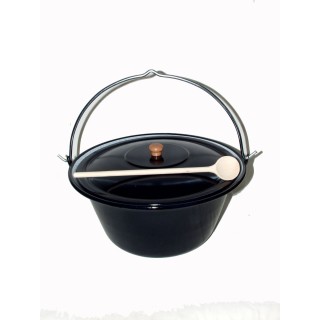 Set 22L Gulaschkessel Topf Emaille Deckel Gratis Kochlöffel