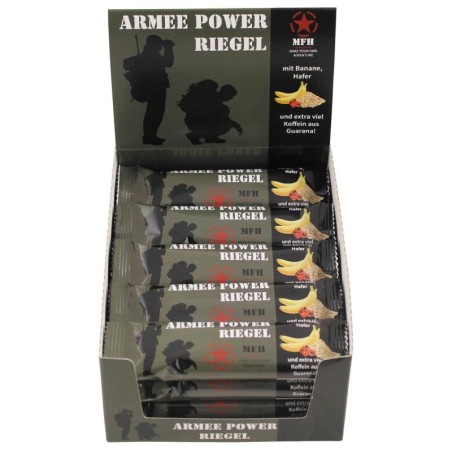 1 Karton mit 20 Stück Army Power Riegel mit Koffein - 1,60 €/Stück