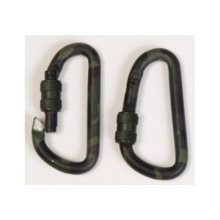 2 Stück Tactical Karabiner 6cm woodland - 3,95€/Stück Restposten