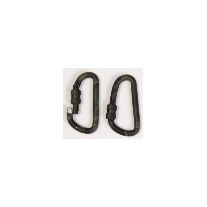 2 Stück Tactical Karabiner 6cm woodland - 3,95€/Stück Restposten