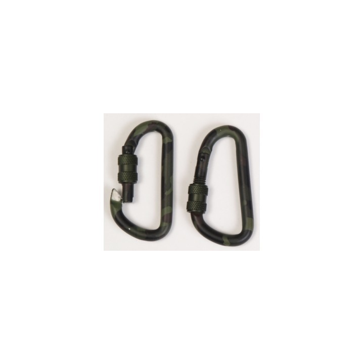 2 Stück Tactical Karabiner 6cm woodland - 3,95€/Stück Restposten
