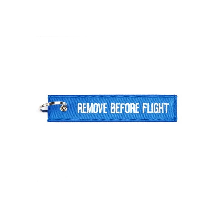 Schlüsselanhänger Remove before flight blau