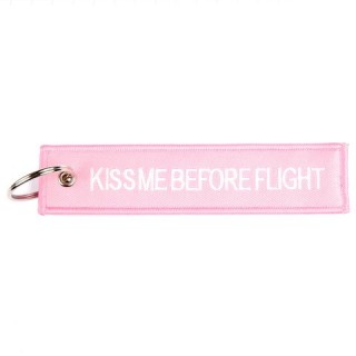 Schlüsselanhänger Kiss me before flight rosa