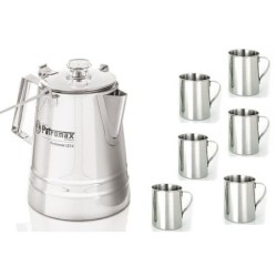 Set 4,2 L Perkolator Kaffeebereiter Edelstahl + 6 Tassen