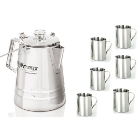 Set 4,2 L Perkolator Kaffeebereiter Edelstahl + 6 Tassen