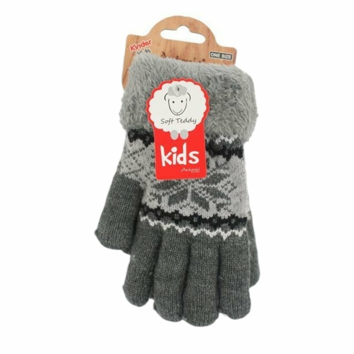 Kinderhandschuhe mit Soft Teddy » gefütterte Kinder Handschuhe » Fingerhandschuhe Angori » Kinder Winterhandschuhe » Strickha