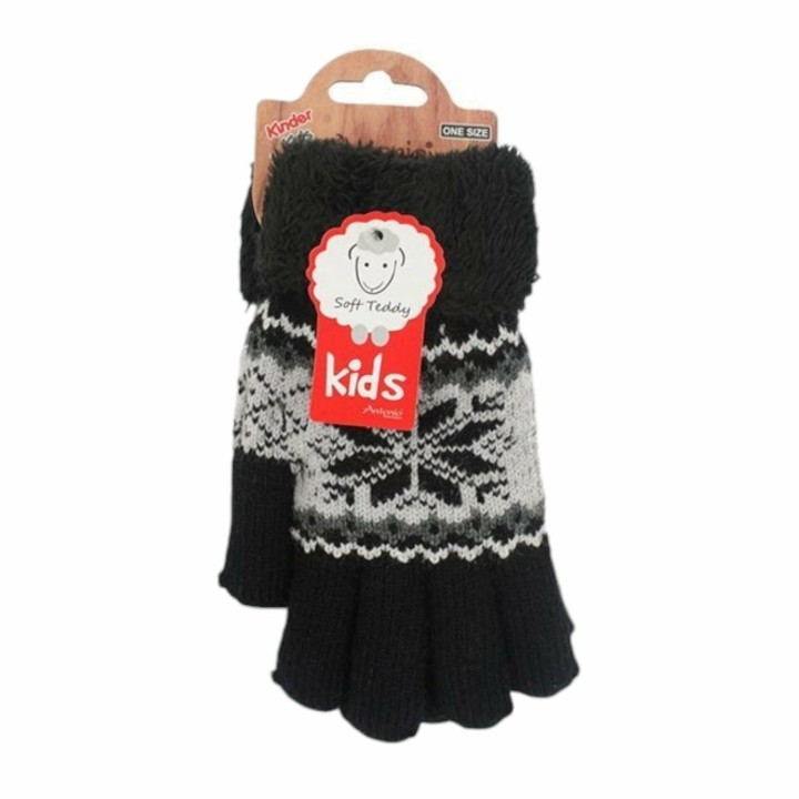 Kinderhandschuhe mit Soft Teddy » gefütterte Kinder Handschuhe » Fingerhandschuhe Angori » Kinder Winterhandschuhe » Strickha