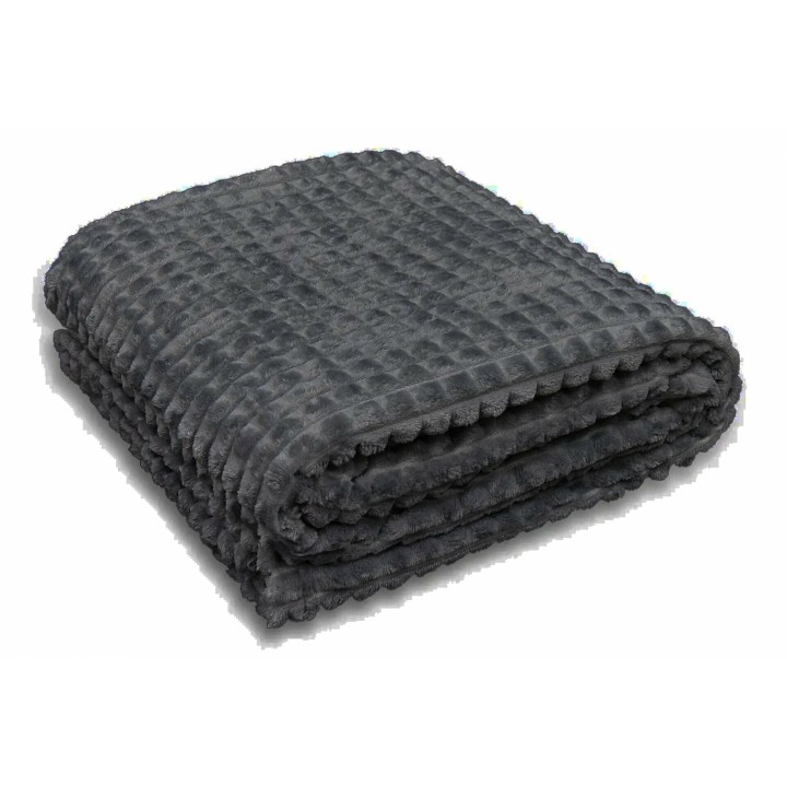 Wohndecke » Kuscheldecke » Decke Flanell in Waffeloptik » Tagesdecke 150x200cm - Anthrazit