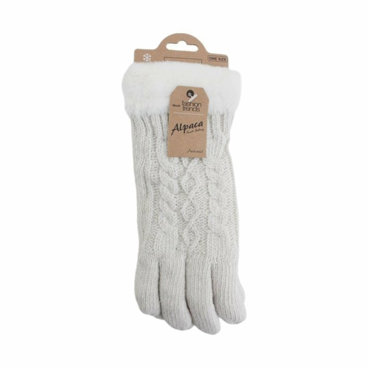 Winter Damen Handschuhe » Strickhandschuhe Soft Teddy » gefütterte Damenhandschuhe Winterhandschuhe - Beige