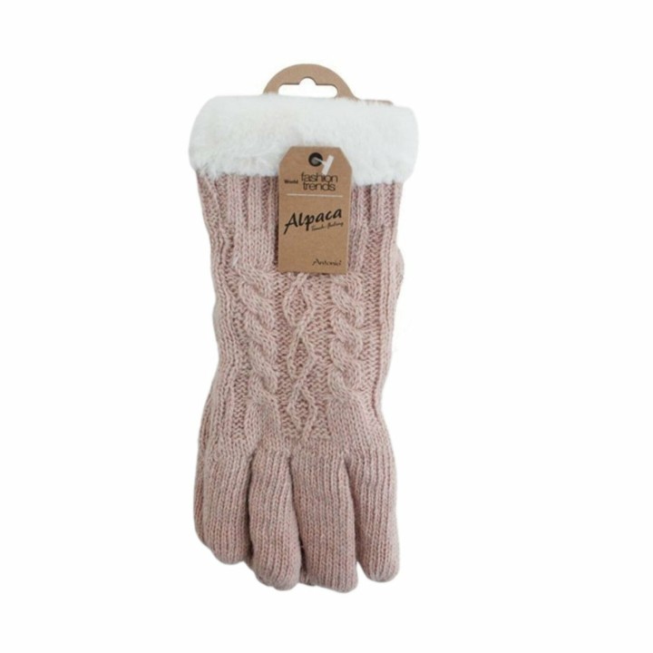Winter Damen Handschuhe » Strickhandschuhe Soft Teddy » gefütterte Damenhandschuhe Winterhandschuhe - Rosa