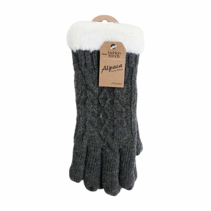 Winter Damen Handschuhe » Strickhandschuhe Soft Teddy » gefütterte Damenhandschuhe Winterhandschuhe - Dunkelgrau