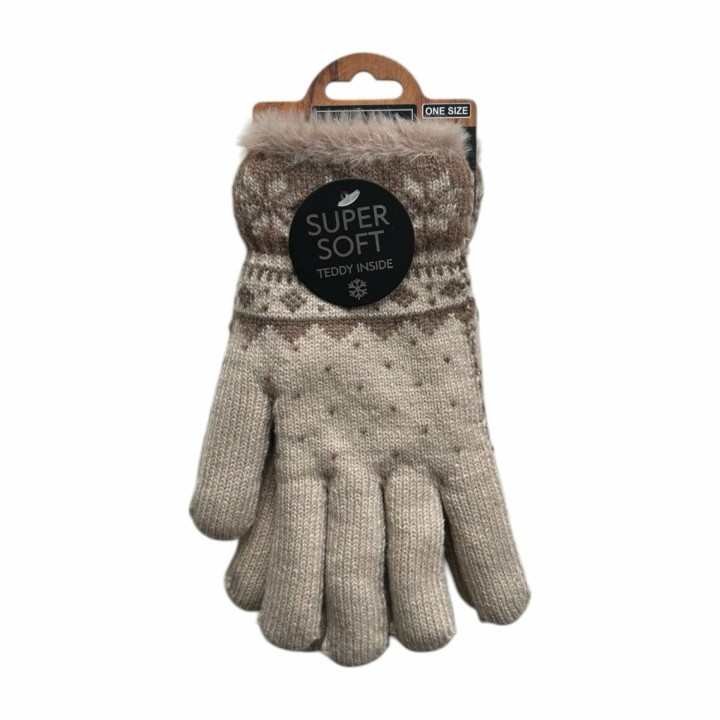 Winter Damen Handschuhe Schneeflocke » günstige Fingerhandschuhe » Winterhandschuhe » Strickhandschuhe One Size - Hellbraun