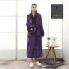 Bademantel Flanell » langer Saunamantel mit Taschen und Kragen in Waffeloptik » weicher Morgenmantel » Langbademantel - Lila