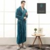 Bademantel Flanell » langer Saunamantel mit Taschen und Kragen in Waffeloptik » weicher Morgenmantel » Langbademantel - Petro
