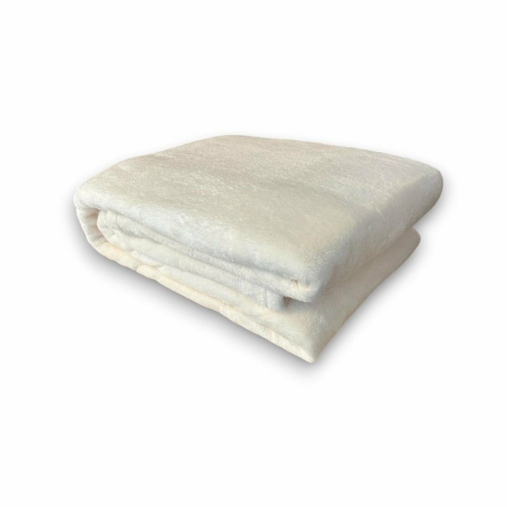 Wohndecke XXL » große Kuscheldecke 180 x 220 cm » warme Flanell Tagesdecke » weiche Couchdecke - Creme