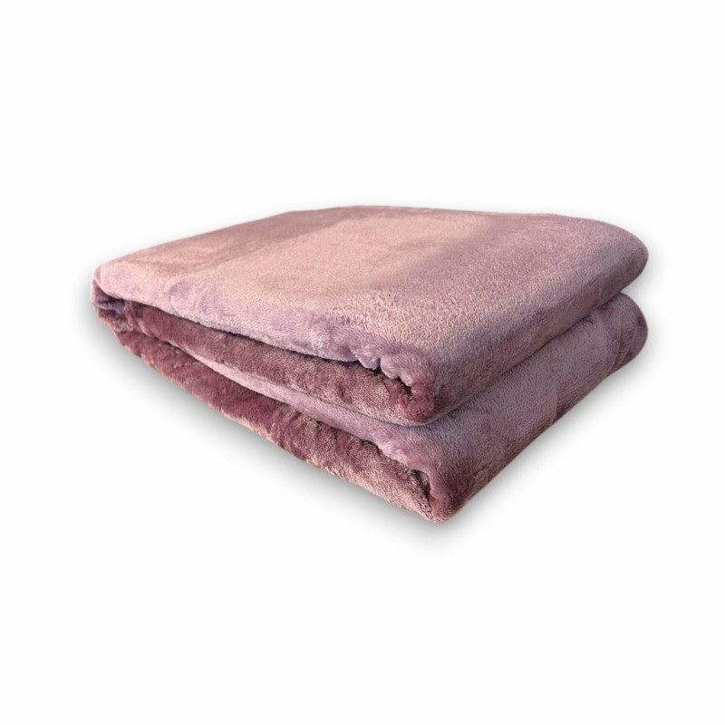 Wohndecke XXL » große Kuscheldecke 180 x 220 cm » warme Flanell Tagesdecke » weiche Couchdecke - Altrosa