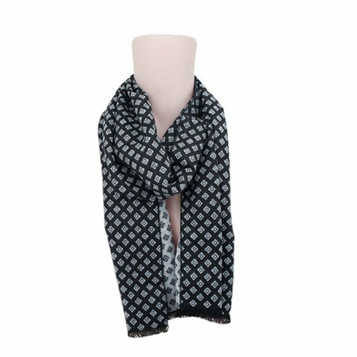 Herren Schal » Cashmera Winterschal » Winter Herrenschal Watson » 180 x 30 cm » zeitloses Design - Weiß/Schwarz