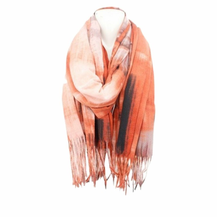 Winter Damen Schal Soft Cashmera » Winterschal Picasso » Fransenschal » Damenschal 180 x 70 cm - Orange