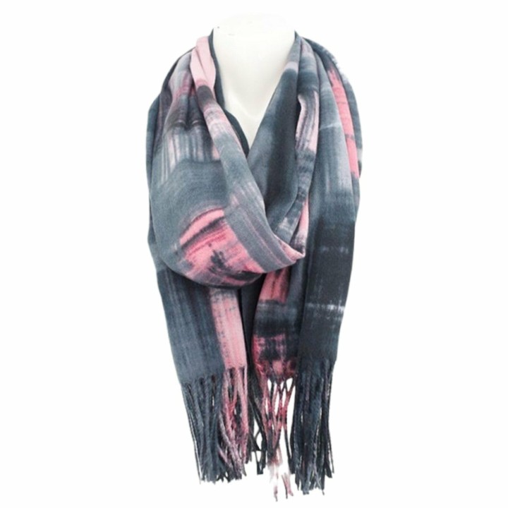 Winter Damen Schal Soft Cashmera » Winterschal Picasso » Fransenschal » Damenschal 180 x 70 cm - Grau