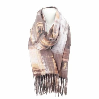 Winter Damen Schal Soft Cashmera » Winterschal Picasso » Fransenschal » Damenschal 180 x 70 cm - Kaffeebraun