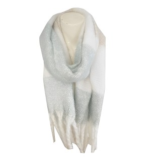 Winter Damen Schal » Winterschal Dreads Faith » warmer Damenschal mit Fransen » Winter Volumen Schal - Grün/Weiß