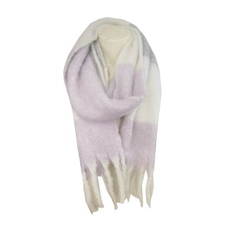 Winter Damen Schal » Winterschal Dreads Faith » warmer Damenschal mit Fransen » Winter Volumen Schal - Lila/Weiß