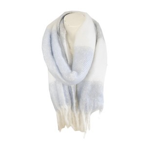 Winter Damen Schal » Winterschal Dreads Faith » warmer Damenschal mit Fransen » Winter Volumen Schal - Blau/Weiß
