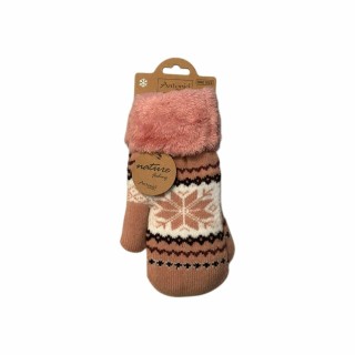 Winter Damen Fäustlinge » Winterfäustlinge Schneeflocke » Damenhandschuhe » warme Strickhandschuhe - Rosa