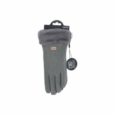 Damen Handschuhe gefüttert » Damenhandschuhe mit Touchfunktion » Winterhandschuhe mit Kunstpelz » Wildlederoptik 'NY Style' S