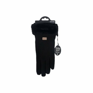 Damen Handschuhe gefüttert » Damenhandschuhe mit Touchfunktion » Winterhandschuhe mit Kunstpelz » Wildlederoptik 'NY Style' S