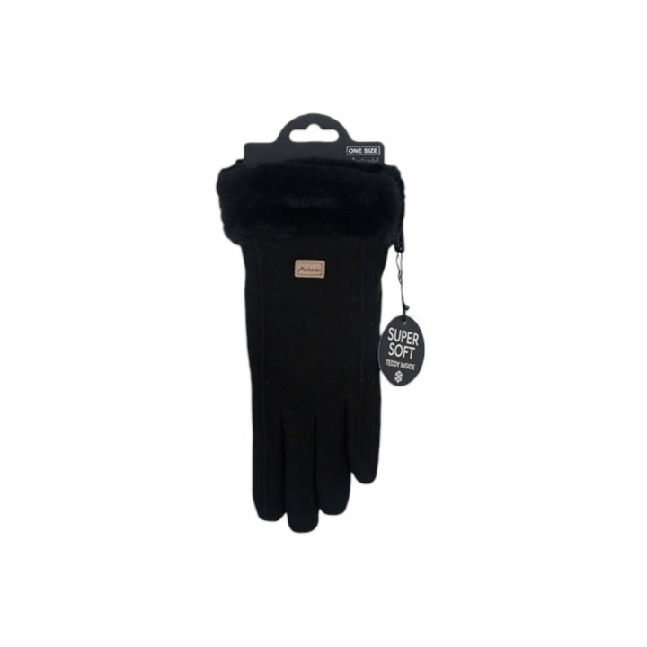 Damen Handschuhe gefüttert » Damenhandschuhe mit Touchfunktion » Winterhandschuhe mit Kunstpelz » Wildlederoptik 'NY Style' S