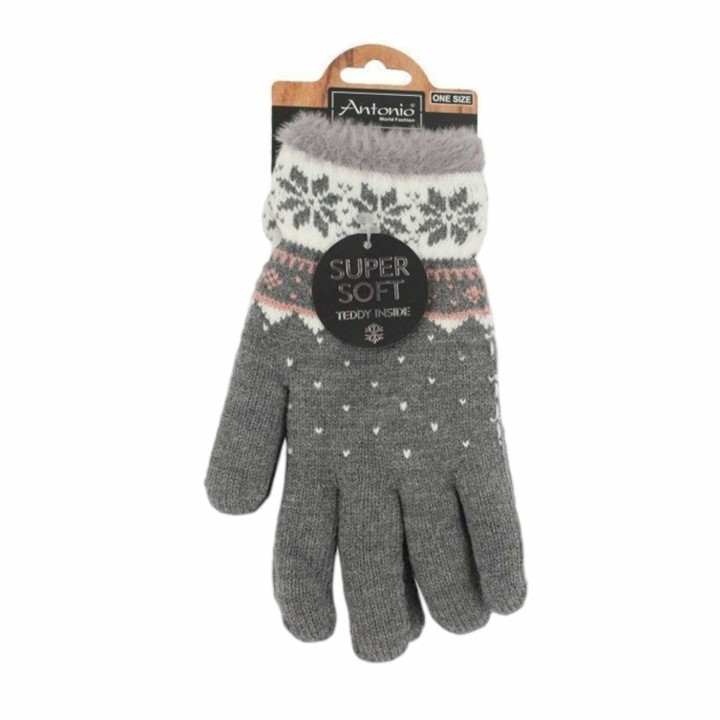 Winter Damen Handschuhe Schneeflocke » günstige Fingerhandschuhe » Winterhandschuhe » Strickhandschuhe One Size - Grau