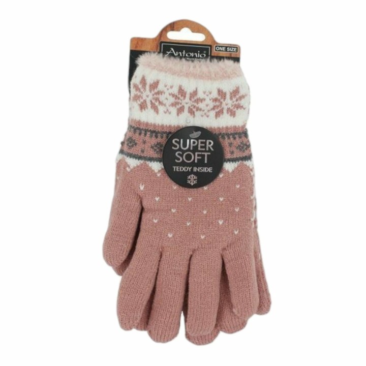 Winter Damen Handschuhe Schneeflocke » günstige Fingerhandschuhe » Winterhandschuhe » Strickhandschuhe One Size - Rosa