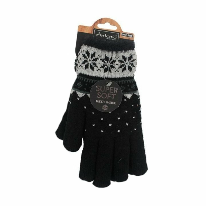 Winter Damen Handschuhe Schneeflocke » günstige Fingerhandschuhe » Winterhandschuhe » Strickhandschuhe One Size - Schwarz