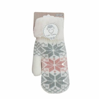 Damen Fäustlinge mit Teddy Futter » Winterhandschuhe gefüttert » Soft Teddy Handschuhe » Strickhandschuhe Norweger Stern - We