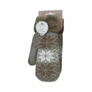 Damen Fäustlinge mit Teddy Futter » Winterhandschuhe gefüttert » Soft Teddy Handschuhe » Strickhandschuhe Norweger Stern - Ka
