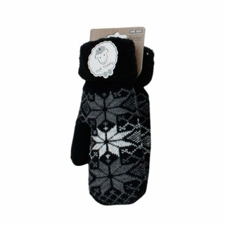 Damen Fäustlinge mit Teddy Futter » Winterhandschuhe gefüttert » Soft Teddy Handschuhe » Strickhandschuhe Norweger Stern - Sc