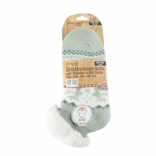 Hüttensocken für Damen » Kuschelsocken » Socken mit Teddy und ABS Sohle » 3/4 Länge | Wintersocken in Einheitsgröße 35-42 - G