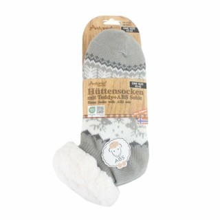 Hüttensocken für Damen » Kuschelsocken » Socken mit Teddy und ABS Sohle » 3/4 Länge | Wintersocken in Einheitsgröße 35-42 - G