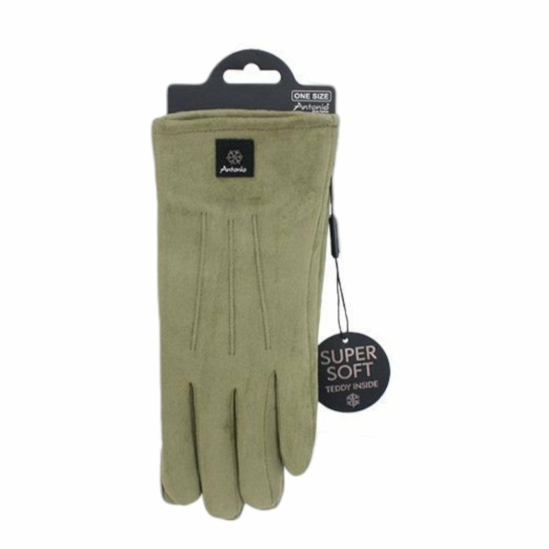 Gefütterte Winter Damen Handschuhe » Winterhandschuhe mit Teddy Innenfutter » Fingerhandschuhe mit drei Streifen auf Handrück
