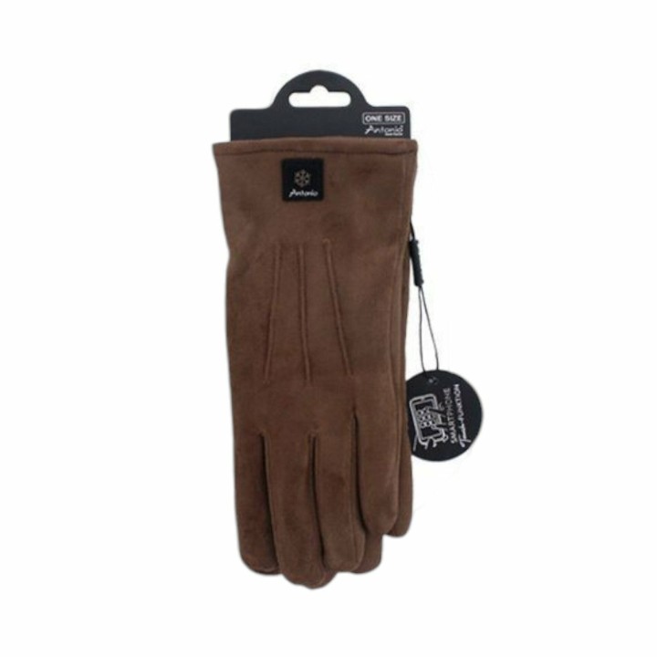 Gefütterte Winter Damen Handschuhe » Winterhandschuhe mit Teddy Innenfutter » Fingerhandschuhe mit drei Streifen auf Handrück