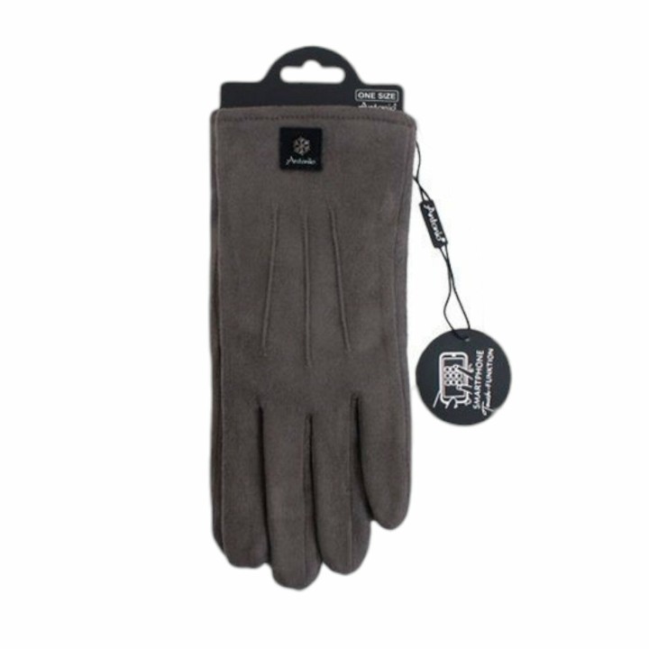 Gefütterte Winter Damen Handschuhe » Winterhandschuhe mit Teddy Innenfutter » Fingerhandschuhe mit drei Streifen auf Handrück