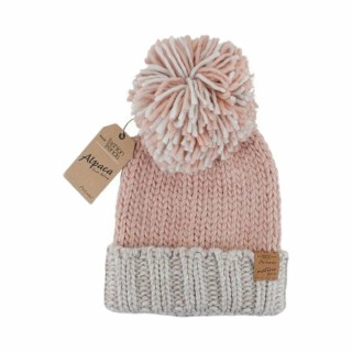 Winter Damen Mütze » Bommelmütze Emma » Strickmütze wolliges, dickes Garn » Wintermütze mit Bommel - Rosa