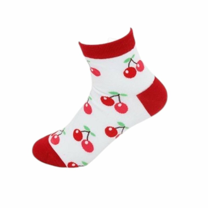 Kinder Crazy Socks » Bunte Kindersocken » Kinderstrümpfe » Füßlinge » Kinder Socken Größe 30-33 und 34-37 - 34-37 / Kirschen