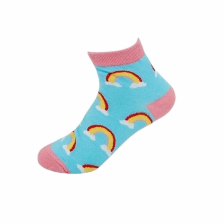 Kinder Crazy Socks » Bunte Kindersocken » Kinderstrümpfe » Füßlinge » Kinder Socken Größe 30-33 und 34-37 - 34-37 / Regenboge