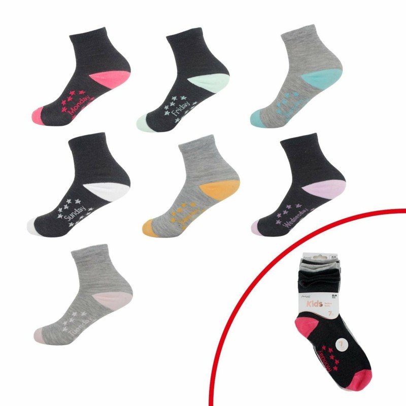 Kinder Socken Set » 7 Paar Strümpfe für jeden Tag » Kinderstrümpfe Wochentag » Bunte Kindersocken - 27-30