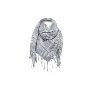 Winter Damen Schal Cashmera » Fransenschal 105cm x 100cm » Winterschal I Damenschal Soft Tartan - Grau