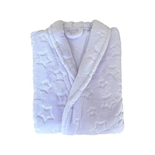 Bademantel flauschig » Saunamantel in Teddy-Plüsch Qualität » leichter/dünner Morgenmantel 100 cm lang » unisex - Flieder mit