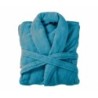Bademantel flauschig » Saunamantel in Teddy-Plüsch Qualität » leichter/dünner Morgenmantel 100 cm lang » unisex - Mittelblau